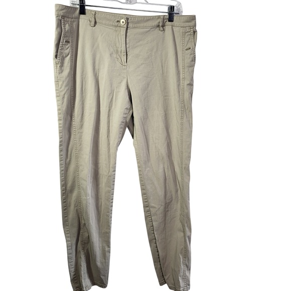 J. Jill Pants - J. Jill Women Chino Pants Size 14 Tan Khaki Straight Leg Stretch Cotton Trousers